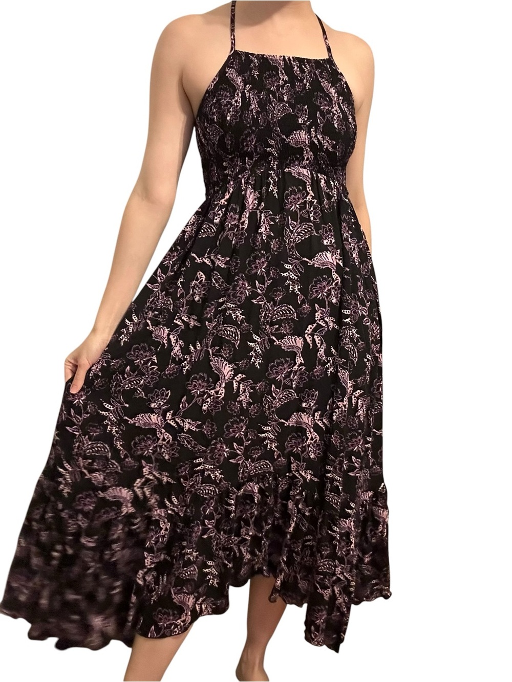 Intimately Free People Midi Dress Whimsigoth Purple Black Boho Size Small